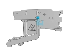 Slide trigger linkage into lower and fix in place by tapping in 2x 3mm dowels, one from each side.
