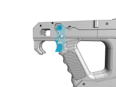 Push trigger down into slot from the top. Be mean to it- it will require a bit of force to slide into place.