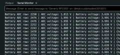After flashing, the Serial monitor should periodically report system health values.